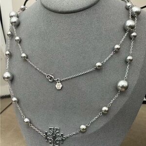 Tory Burch Silver Pearl Beaded Necklace